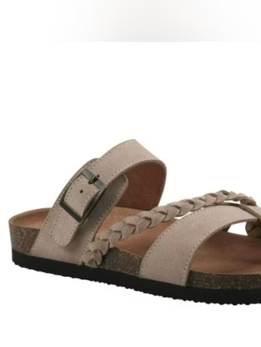 Mountain Sole Ladies  Leather Braided Strap Slide Sandals